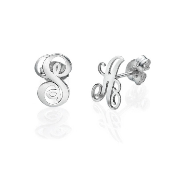 Silver Initial Stud Earrings - Custom Jewellery By All Uniqueness