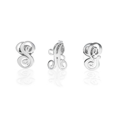 Silver Initial Stud Earrings - Custom Jewellery By All Uniqueness