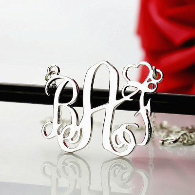 Initial Monogram Necklace With Heart Srerling Silver - Custom Jewellery By All Uniqueness
