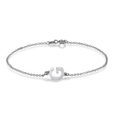 Silver Sideways Initial Bracelet/Anklet - Custom Jewellery By All Uniqueness