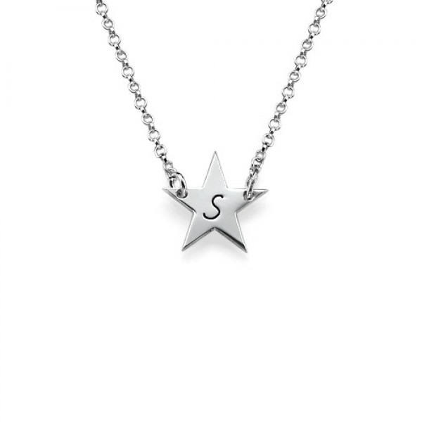 Silver Star Initial Necklace - Custom Jewellery By All Uniqueness