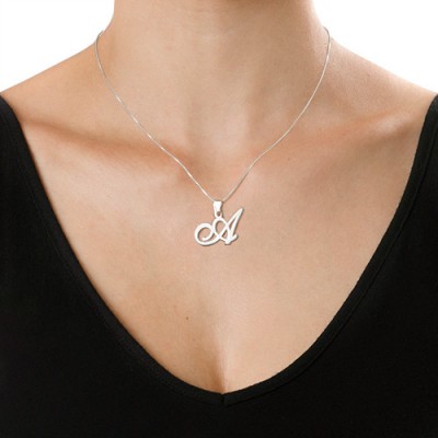 Silver Initials Pendant With Any Letter - Custom Jewellery By All Uniqueness