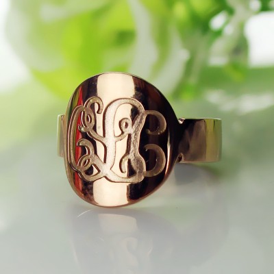 Solid Rose Gold Engraved Monogram Itnitial Ring - Custom Jewellery By All Uniqueness