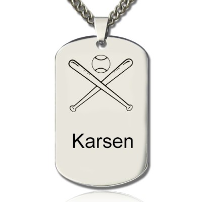 Baseball Dog Tag Name Necklace - Custom Jewellery By All Uniqueness