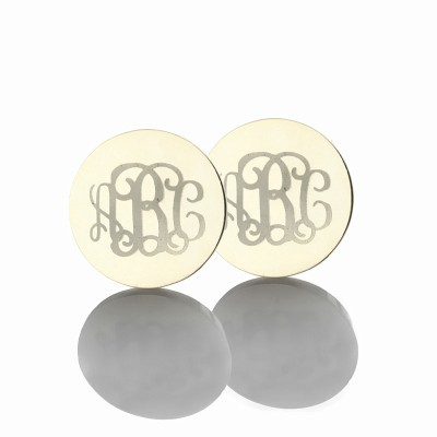 Engraved Monogram Stud Earrings Silver - Custom Jewellery By All Uniqueness