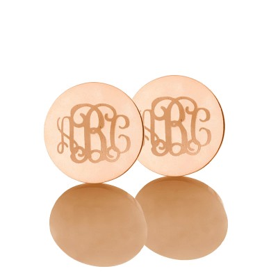 Circle Monogram 3 Initial Earrings Name Earrings Solid Rose Gold - Custom Jewellery By All Uniqueness