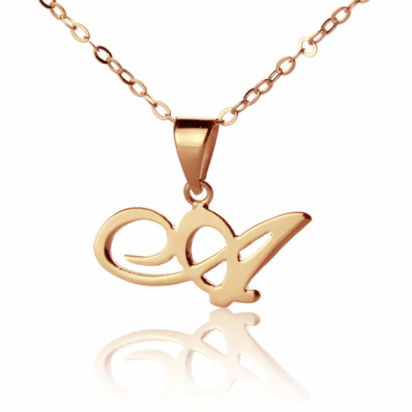 Madonna Style Initial Necklace Solid Rose Gold - Custom Jewellery By All Uniqueness