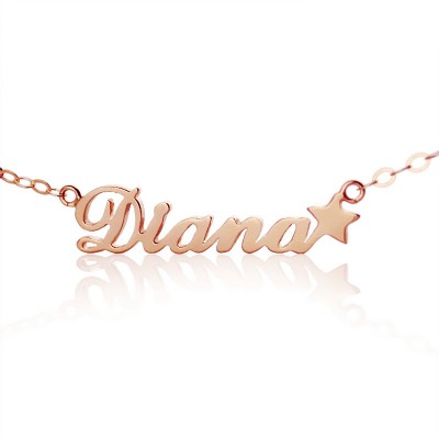 Rose Gold Plated Carrie Style Name Necklace With Star - Custom Jewellery By All Uniqueness