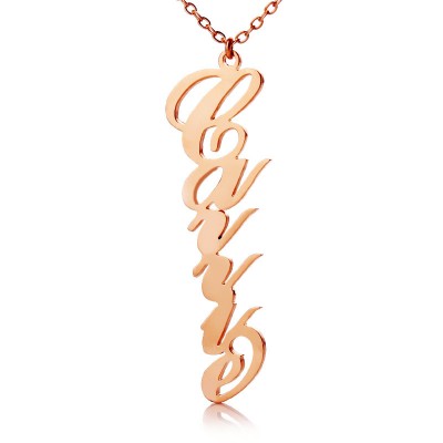 Solid Rose Gold Vertical Carrie Style Name Necklace - Custom Jewellery By All Uniqueness
