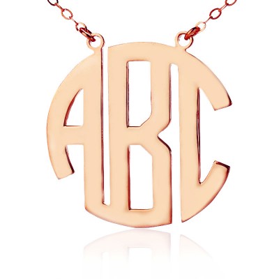 Solid Rose Gold Initial Block Monogram Pendant Necklace - Custom Jewellery By All Uniqueness