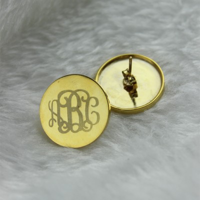 Circle Monogram 3 Initial Earrings Name Earrings Gold Plated - Custom Jewellery By All Uniqueness