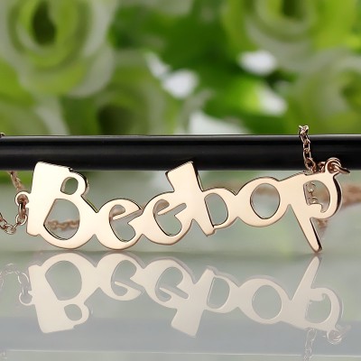 Solid Rose Gold Beetle font Letter Name Necklace - Custom Jewellery By All Uniqueness