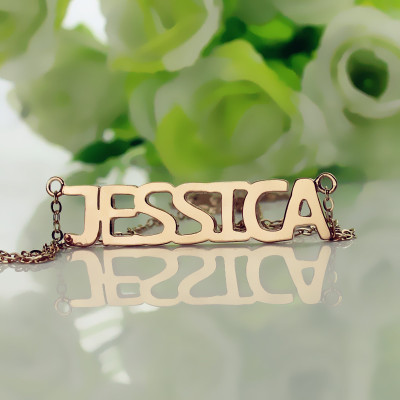 Solid Rose Gold Plated Jessica Style Name Necklace - Custom Jewellery By All Uniqueness