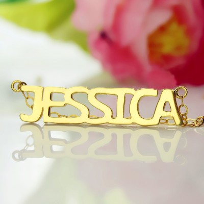 Gold Plated Jessica Style Name Necklace - Custom Jewellery By All Uniqueness