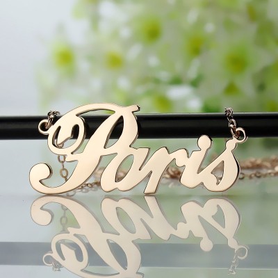 Paris Hilton Style Name Necklace Solid Rose Gold Plated - Custom Jewellery By All Uniqueness