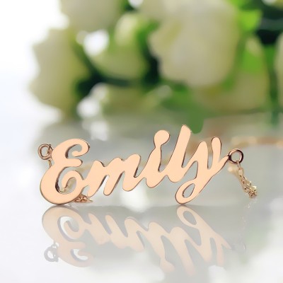 Cursive Script Name Necklace Solid Rose Gold - Custom Jewellery By All Uniqueness