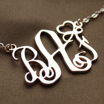 Initial Monogram Necklace Solid Rose Gold With Heart - Custom Jewellery By All Uniqueness