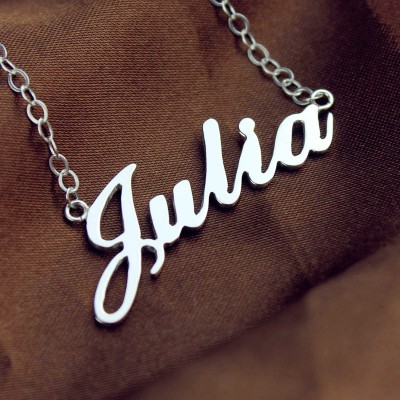 Solid White Gold Plated Julia Style Name Necklace - Custom Jewellery By All Uniqueness