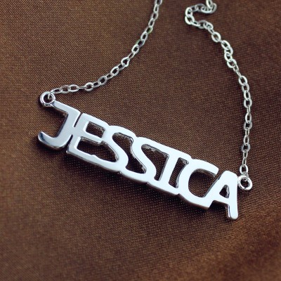 Solid White Gold Plated Jessica Style Name Necklace - Custom Jewellery By All Uniqueness