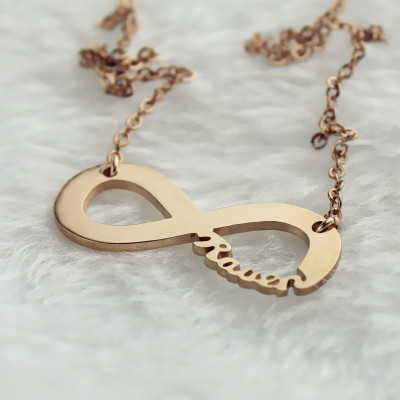 Solid Rose Gold Infinity Name Necklace - Custom Jewellery By All Uniqueness