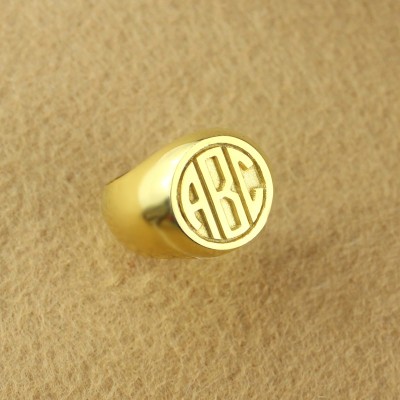 Customised Signet Ring with Block Monogram Gold Plated - Custom Jewellery By All Uniqueness
