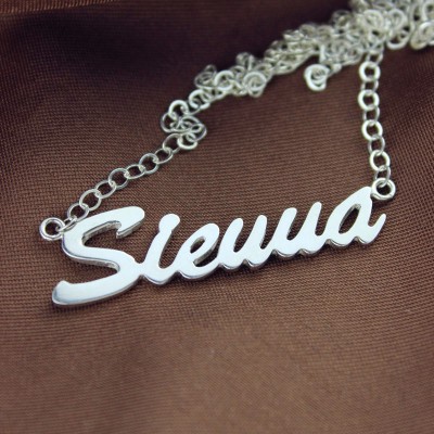 Solid White Gold Sienna Style Name Necklace - Custom Jewellery By All Uniqueness