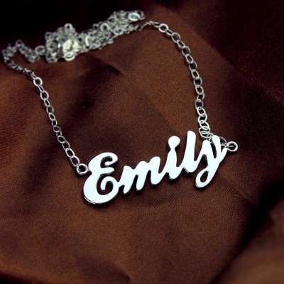 Cursive Script Name Necklace Solid White Gold - Custom Jewellery By All Uniqueness