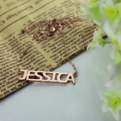 Solid Rose Gold Plated Jessica Style Name Necklace - Custom Jewellery By All Uniqueness