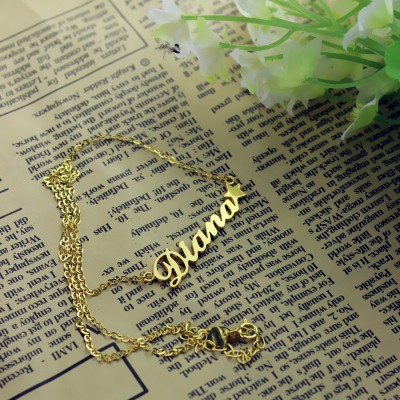 Gold Plated Carrie Style Name Necklace With Star - Custom Jewellery By All Uniqueness