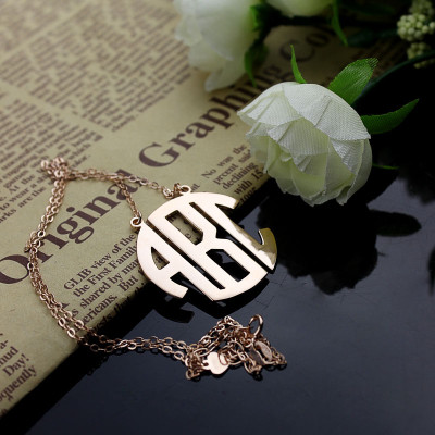 Solid Rose Gold Initial Block Monogram Pendant Necklace - Custom Jewellery By All Uniqueness