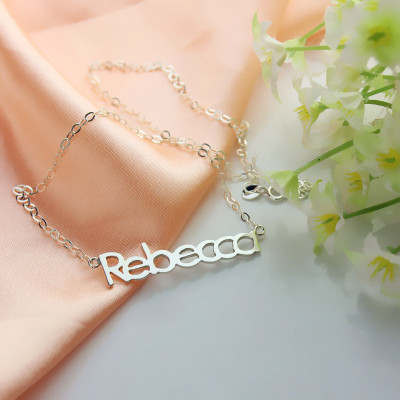 Solid White Gold Rebecca Style Name Necklace - Custom Jewellery By All Uniqueness