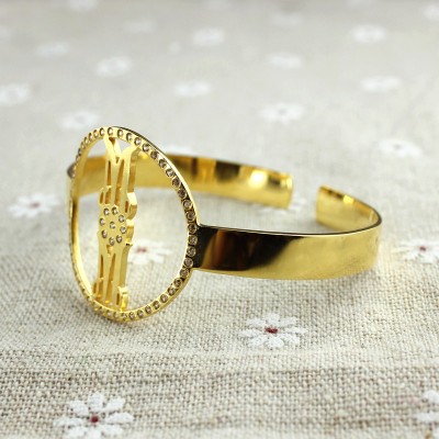 Personal Gold Plated Silver Monogram Circle Bracelet With Birthstone - Custom Jewellery By All Uniqueness