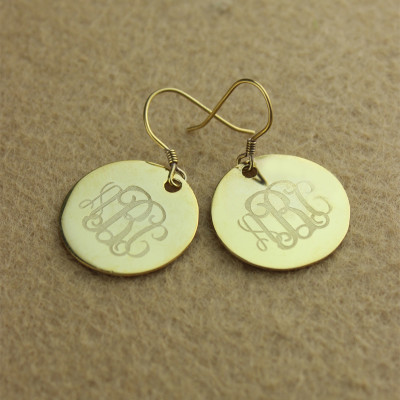 Gold Circle Signet Monogram Earring - Custom Jewellery By All Uniqueness