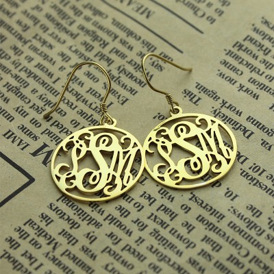 Gold Plated Circle Monogram Earring - Custom Jewellery By All Uniqueness