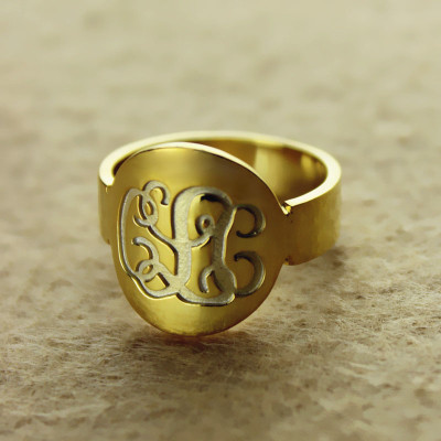 Gold Engraved Monogram Itnitial Ring - Custom Jewellery By All Uniqueness