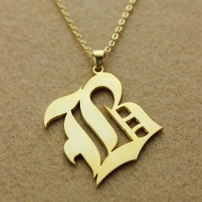 Gold Plated Old English Style Single Initial Name Necklace - Custom Jewellery By All Uniqueness
