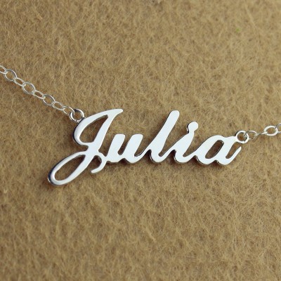 Solid White Gold Plated Julia Style Name Necklace - Custom Jewellery By All Uniqueness
