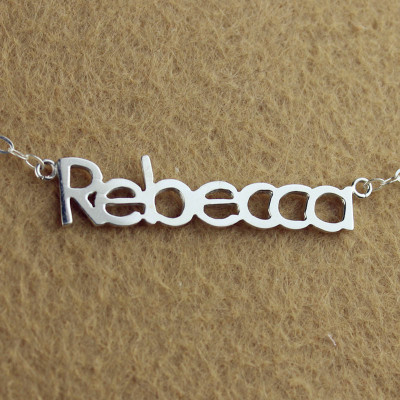 Solid White Gold Rebecca Style Name Necklace - Custom Jewellery By All Uniqueness