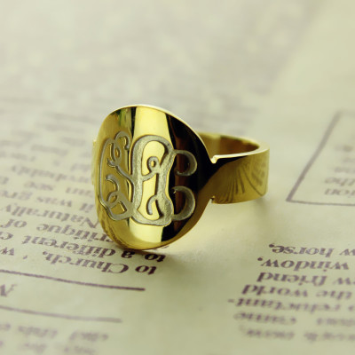 Gold Engraved Monogram Itnitial Ring - Custom Jewellery By All Uniqueness