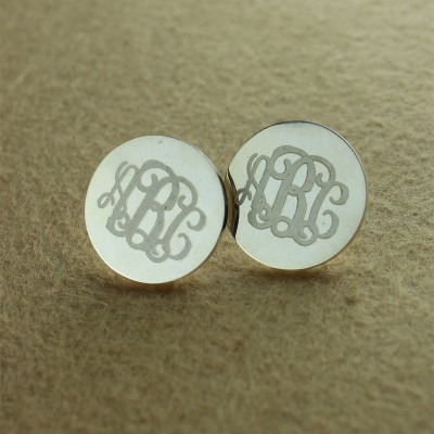 Circle Monogram 3 Initial Earrings Name Earrings Solid White Gold - Custom Jewellery By All Uniqueness