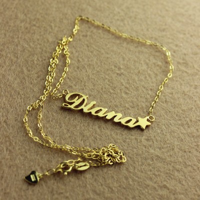 Gold Plated Carrie Style Name Necklace With Star - Custom Jewellery By All Uniqueness