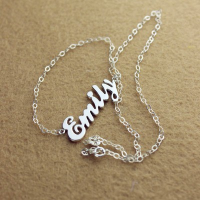 Cursive Script Name Necklace Solid White Gold - Custom Jewellery By All Uniqueness