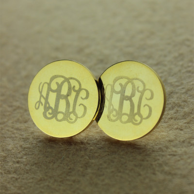 Circle Monogram 3 Initial Earrings Name Earrings Gold Plated - Custom Jewellery By All Uniqueness