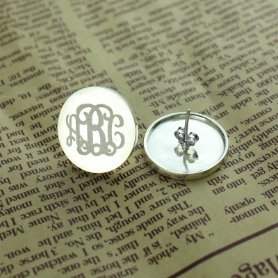 Engraved Monogram Stud Earrings Silver - Custom Jewellery By All Uniqueness