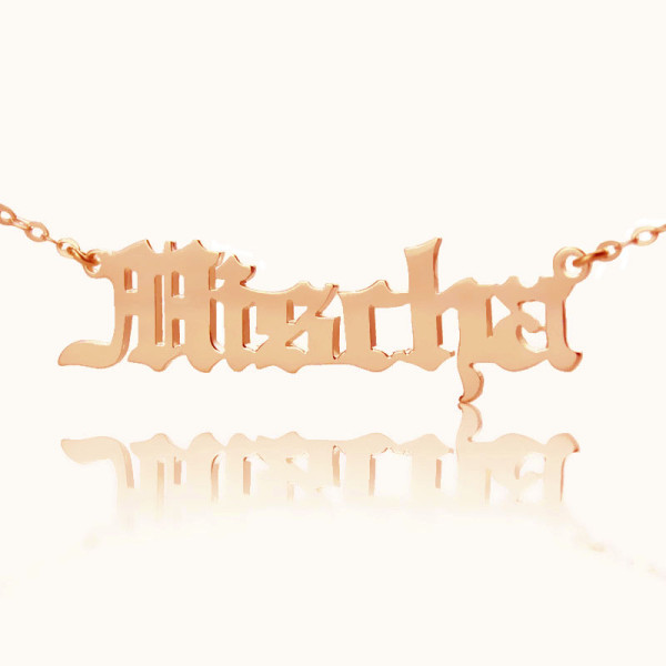 Mischa Barton Style Old English Font Name Necklace Rose Gold Plated - Custom Jewellery By All Uniqueness