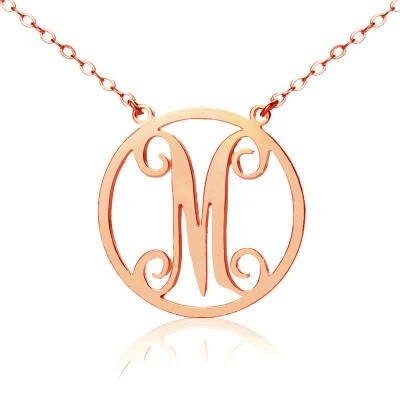 Solid Rose Gold Single Initial Circle Monogram Necklace - Custom Jewellery By All Uniqueness