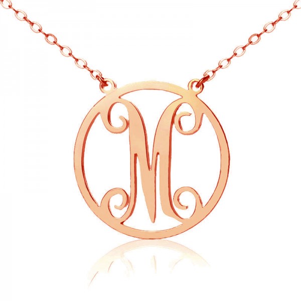 Solid Rose Gold Single Initial Circle Monogram Necklace - Custom Jewellery By All Uniqueness