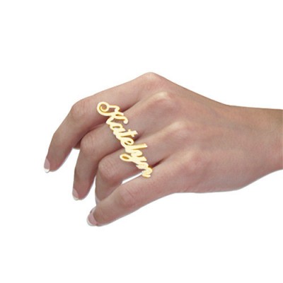 Two Finger Name Ring in Gold - Custom Jewellery By All Uniqueness