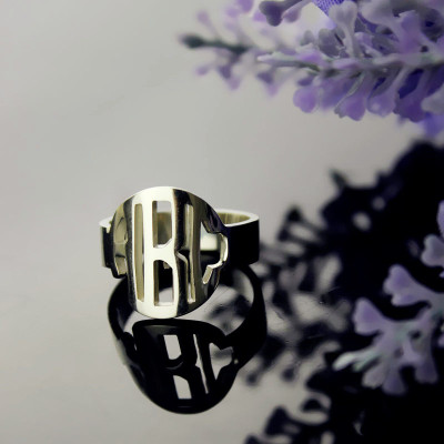 Silver Block Monogram Ring Gifts - Custom Jewellery By All Uniqueness