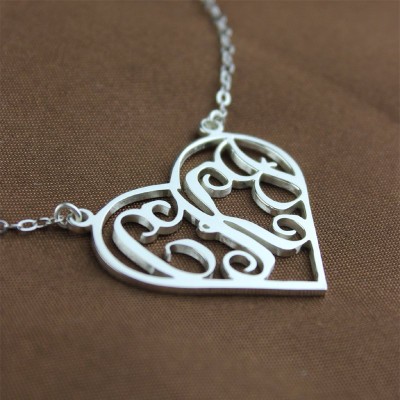 Heart Monogram Necklace Silver - Custom Jewellery By All Uniqueness